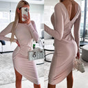 Contemporary Women’s Long Sleeve Asymmetrical Dress with Ruffle Detailing
