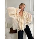 Chic Ruffle Chiffon Blouse with Oversized Design