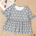Floral Ruffle Short Sleeve Blouse for Women