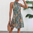 Colorful Paisley Halter Neck Dress for Women