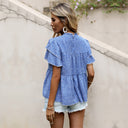 Ruffle Detail Women's Blouse with Elastic Hem