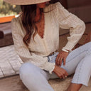 Artistic Embroidered Women's Blouse with Voluminous Sleeves