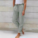 Stylish Women's Striped Cotton Pants with Adjustable Waist