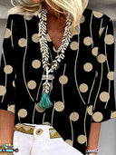 Chic Women's Blouse with Contemporary Circle Design