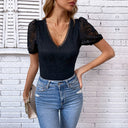 Chic Lace Sleeve V-Neck Women's Top