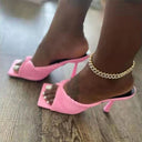 Ladies Elegant High Heel Sandals with Ribbed Texture and Fashionable Design by Heidi-Mode