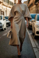 Chic Women's Maxi Dress with Balloon Sleeves