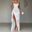 Chic Maxi Dress with Side Slit and Spaghetti Straps