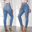 Trendy High-Waisted Ripped Skinny Jeans for Women