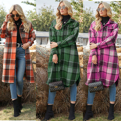 Plaid Flannel Shirt Dress for Women