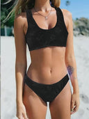 Textured Women's Bikini Set with High-Cut Bottoms