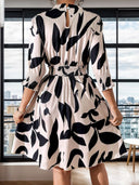 Floral Dress with Elastic Waist and Balloon Sleeves for Women