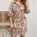 Chic Paisley Shirt Dress with Tie Detail