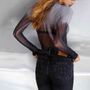 Graphic Print Long Sleeve Bodysuit for Women