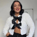Sequin Blazer with Statement Bow Closure for Women