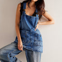 Women's Denim Overall Dress with Adjustable Straps & Stylish Pockets
