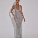 Stunning Sequin Evening Dress with Deep V-Neck & Wrap Detail