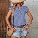 Summer Striped Blouse with Ruffle Design for Women