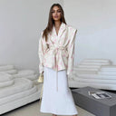 Chic Braided Blazer with Waist Tie for Women