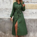 Chic Women's Shirt Dress with Belt & Pockets