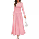 Women's Maxi Dress with Ruffle Accents and Chic Pockets