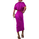 Women's Satin Knee-Length Dress with Cross Design
