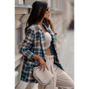 Women's Modern Oversized Checkered Blazer with Chic Accents