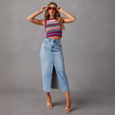 Chic Women's Denim Skirt with Trendy Slit