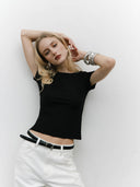 Women's Round Neck Fitted Basic Tee
