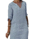 V-Neck Midi Dress with Button Detail for Women
