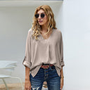 V-Neck Women's Blouse with Long Sleeves