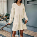 Stylish A-Line Women's Dress with Fine Texture