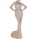 Rhinestone-Embellished Evening Dress for Women