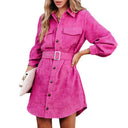 Chic Women's Corduroy Dress with Belt