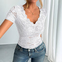 Ladies Lace V-Neck Top with Contoured Cut