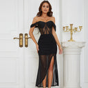 Stylish Maxi Dress with Sheer Ruching Design