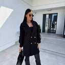 Chic Oversized Blazer with Double-Breasted Design and Handy Pockets