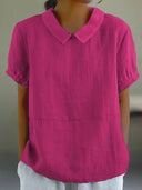 Classic Collar Short Sleeve Women's Blouse