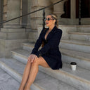 Button-Up Women's Denim Dress with Flared Skirt