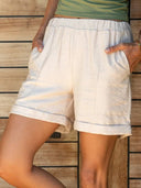 Women's Cotton Shorts with Elastic Waist and Pockets
