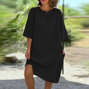 Chic Airy Dress with Convenient Pockets and Stylish Neckline