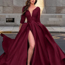 Chic V-Neck Evening Dress with Side Slit