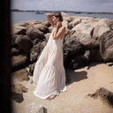 Elegant Women's Maxi Dress: Deep V-Neck & Flowing Skirt