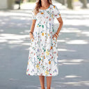 Floral-Patterned Women's Summer Dress with Pockets
