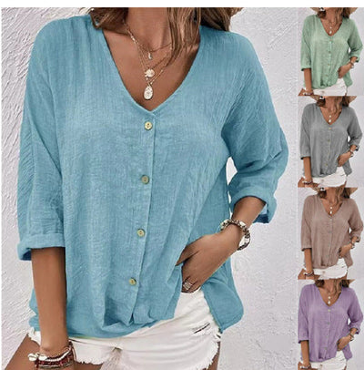 Viscose Blouse with Button Placket for Women