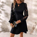 Chic Women's Dress with Lace Sleeves