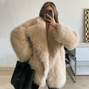 Chic Faux Fur Blazer with Trendy Collar