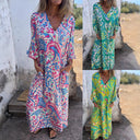 Chic Women's V-Neck Long Sleeve Dress with Pockets