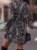 Floral Dress with Ruffle Trim and Elastic Waist