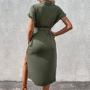 Chic Women's Shirt Dress with Stylish Tie Belt and Classic Button Design